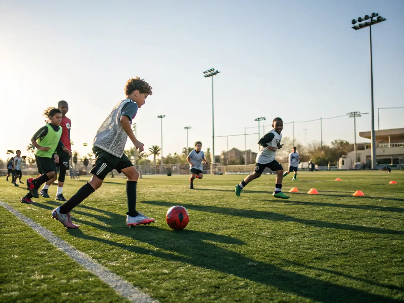 A photograph of a specialized training session at FCBO FCB LES OLIVES, featuring advanced drills and techniques for experienced players.